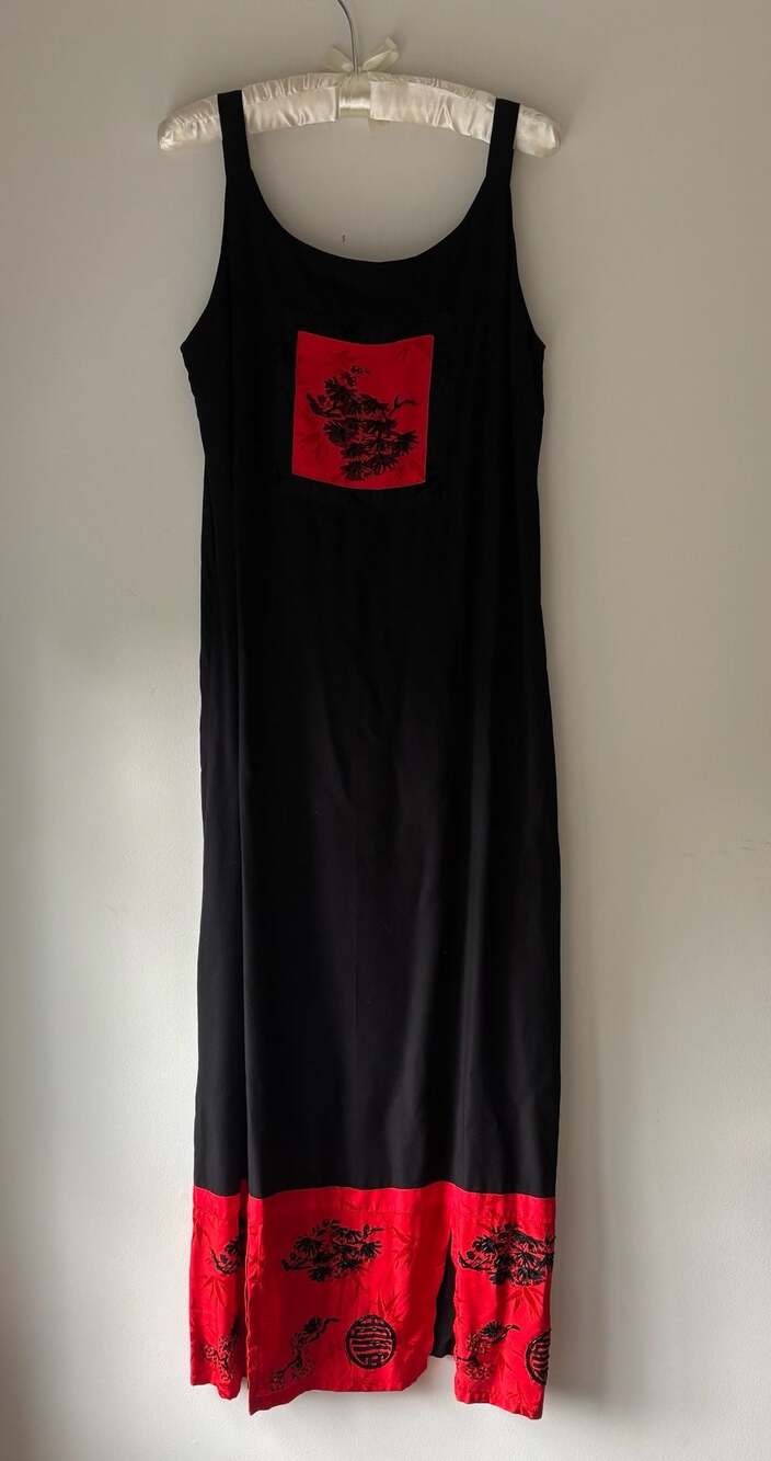 The Collection by Bali Batiks Black Rayon Embroidered Beaded Maxi Dress Size S